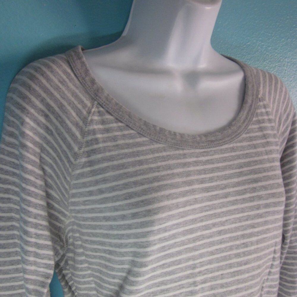 James Perse Womens Sweatshirt Size  3 / L Gray Striped Pullover Casual Top